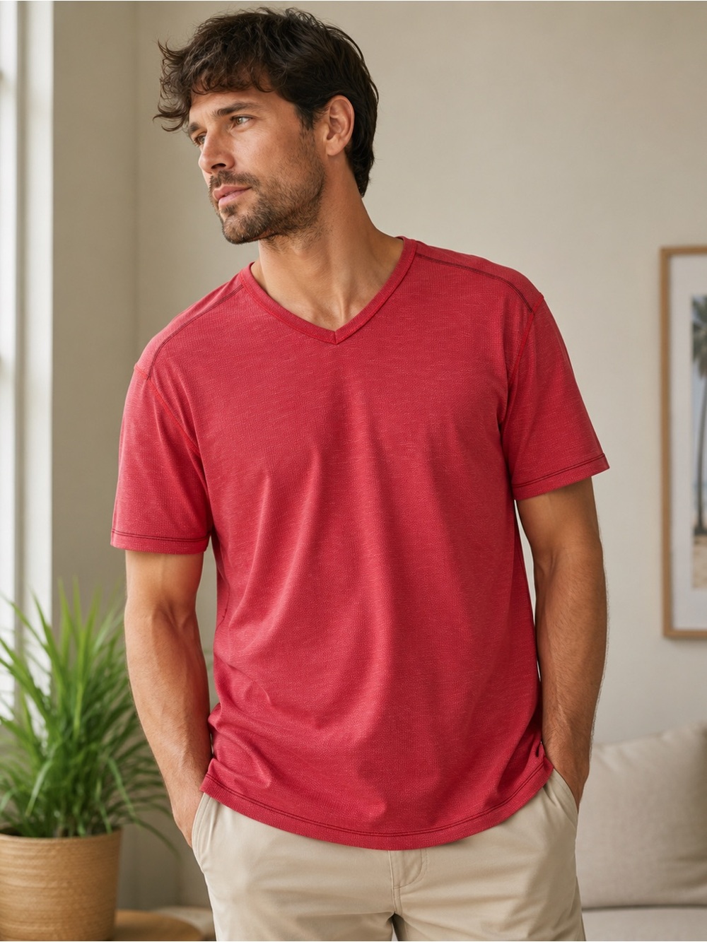 Tommy Bahama IslandZone Men’s XL Short Sleeve Performance Shirt – Red Heather